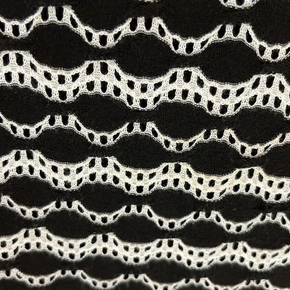 Black White Crochet Lined Summer Lightweight Knee Casual Dress Halter Top Medium - Picture 4 of 8